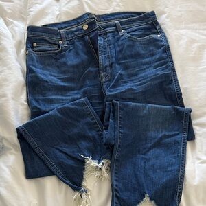 7 for all mankind Women's Blue Distressed Jeans